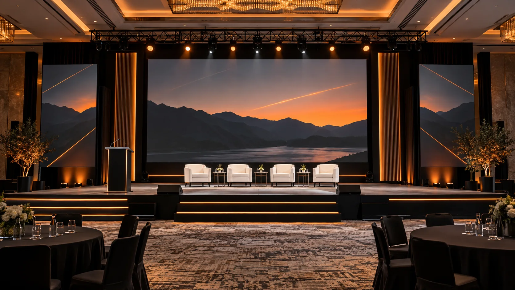 Corporate event and stage solutions by Evoqra Events Media