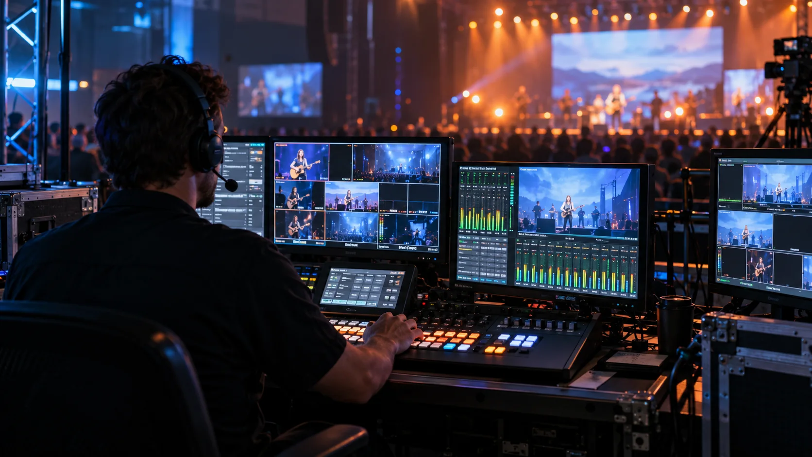 AV control room and hybrid event technology